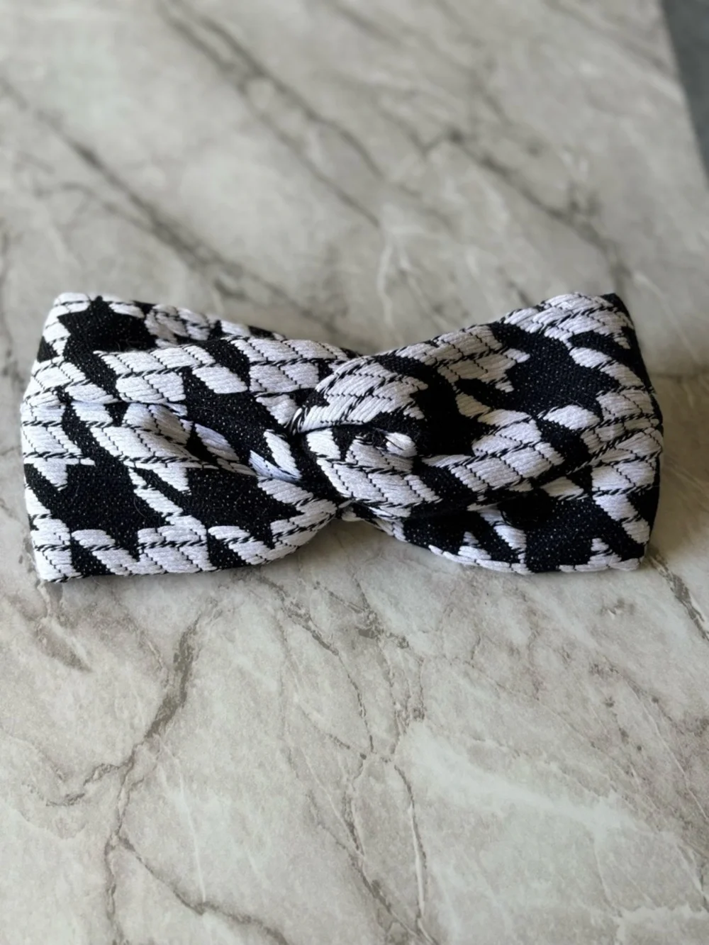 EUC MAISON MICHEL PARIS Black & White Patterned Turban Headwrap O/S